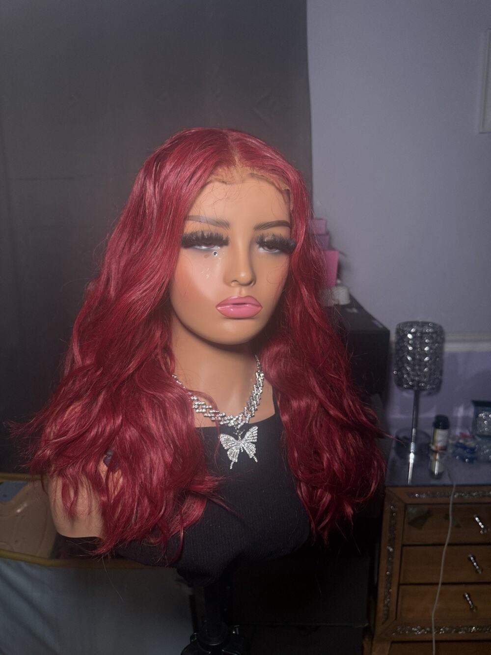 Cherry Burgundy Vivid Red Human Hair Wig